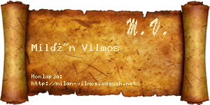 Milán Vilmos névjegykártya